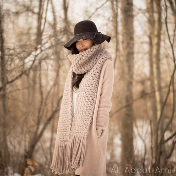 Moss Fringe Scarf (Wool-Ease Thick & Quick Version) - All About Ami